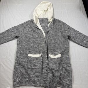 SWEATER CARDIGAN HOODED Women's XL Open Front  POCKETS–  ABSOLUTELY FAMOUS
